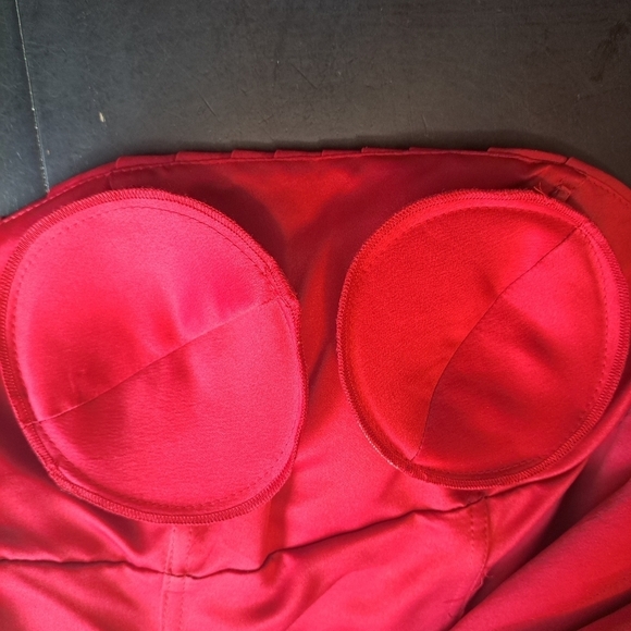 Landy Bridal Wine Strapless Satin Dress Sorority Winter Formal Size Small - Picture 14 of 16